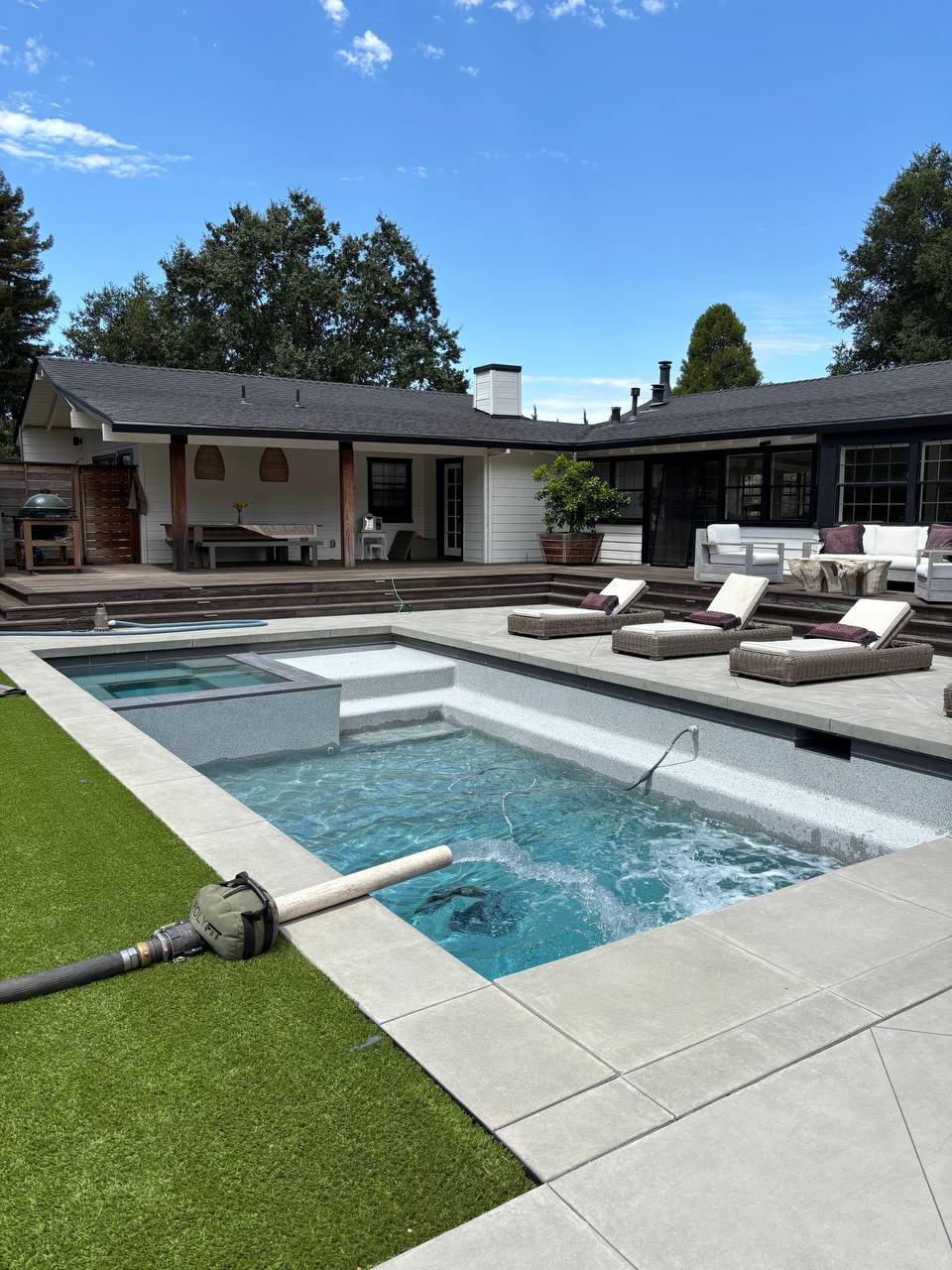 Swimming pool being filled with potable water delivery, Napa Valley
